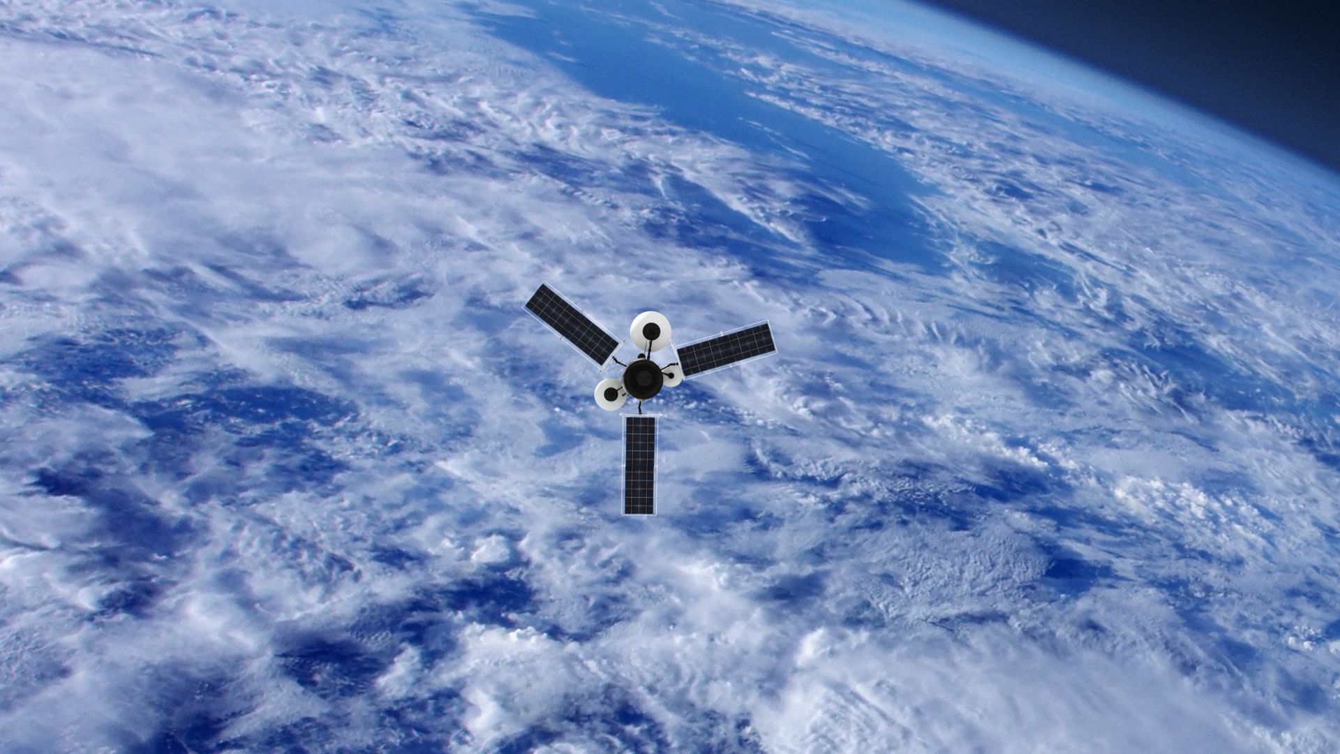 Ein Satellit im Weltraum über der Erde.