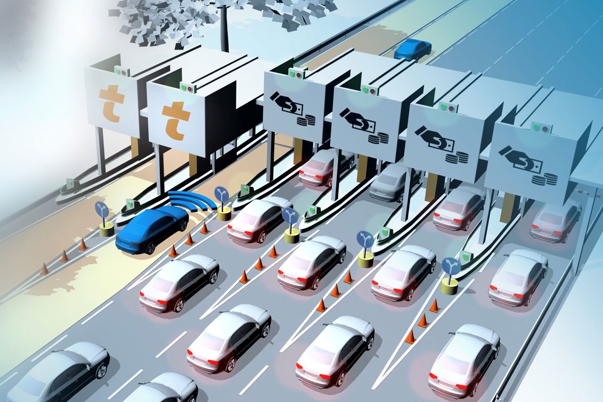 © Kapsch TrafficCom Stau auf einer Autobahn mit zahlreichen Autos.
