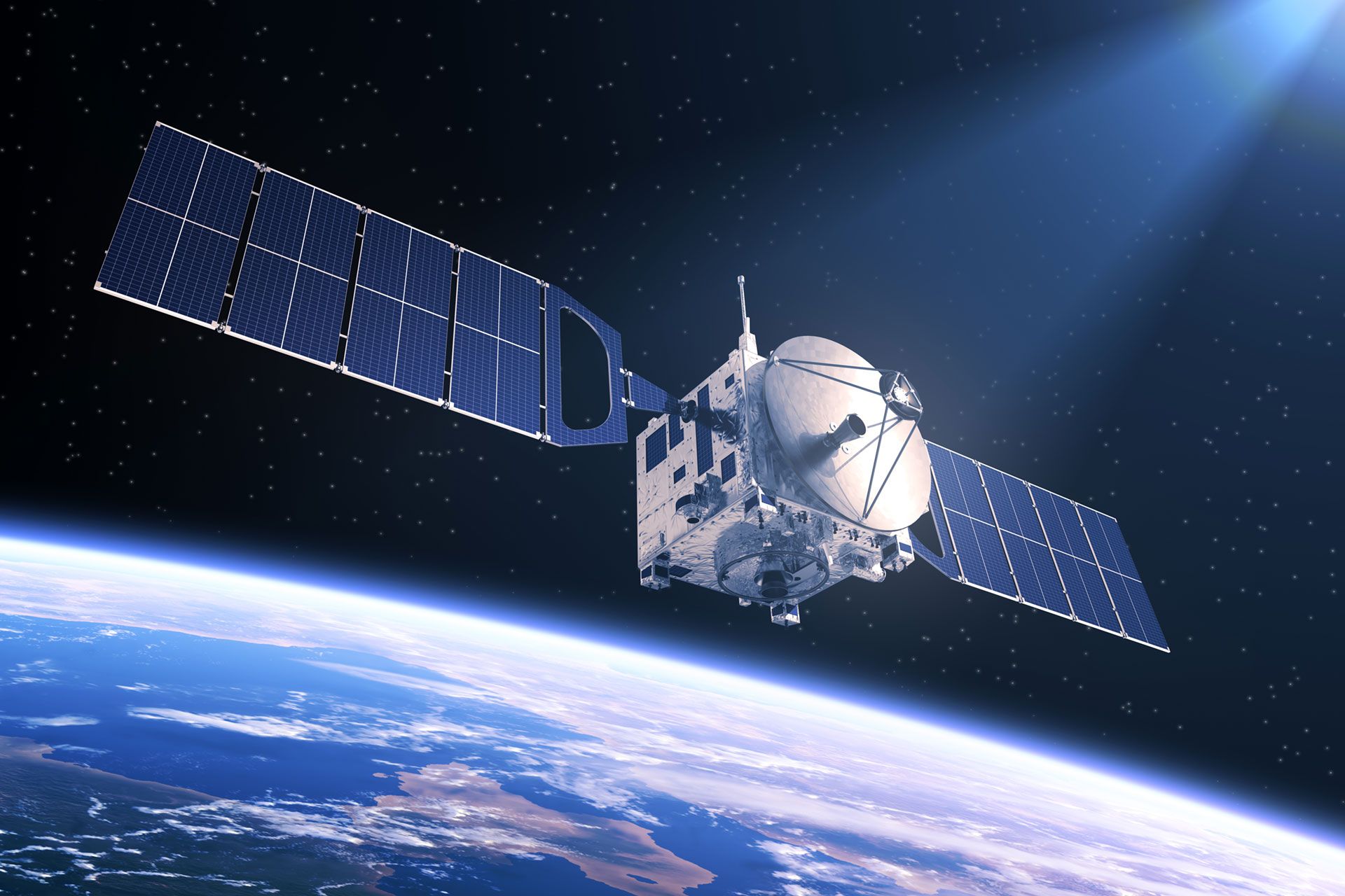 A satellite in space providing data for Kapsch TrafficCom's location-based charging solutions.
